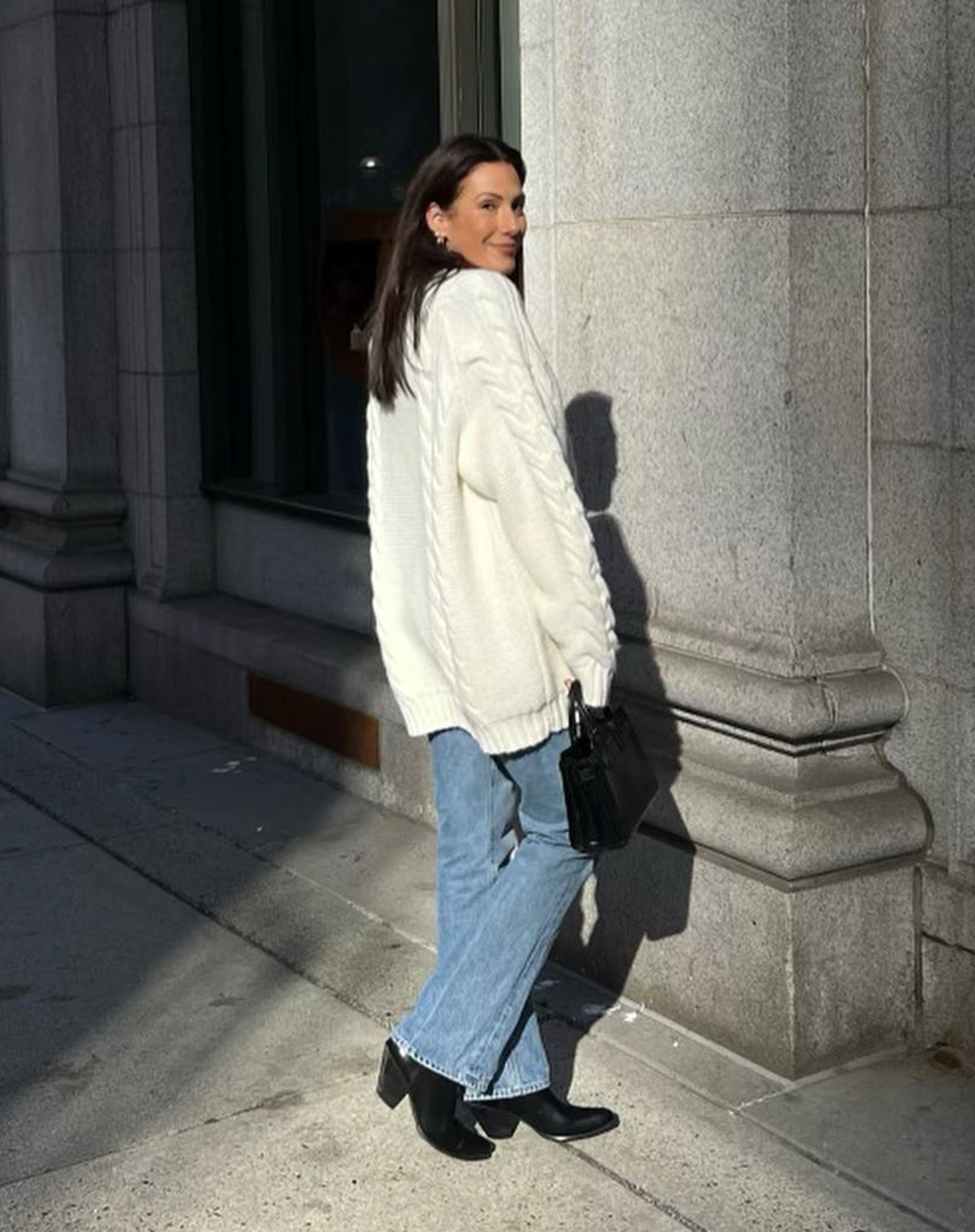 The Adele Cable Knit Big Sister Sweater