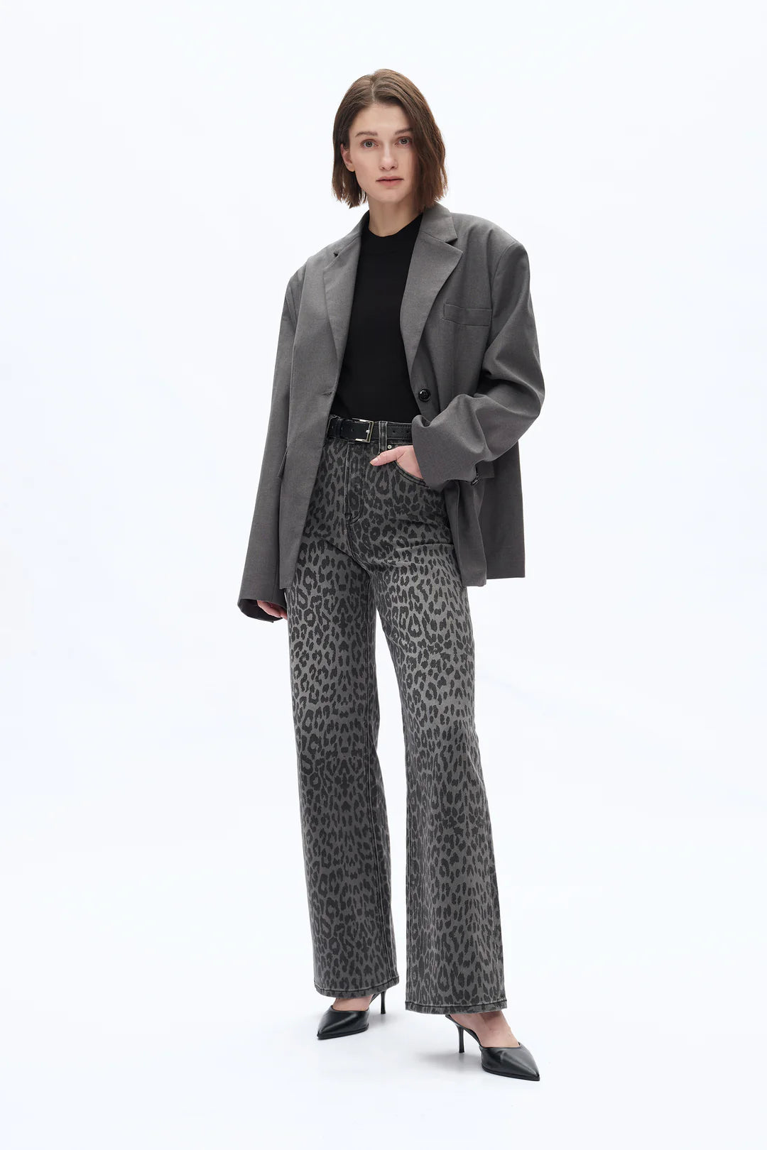 Black Leopard Wide Leg