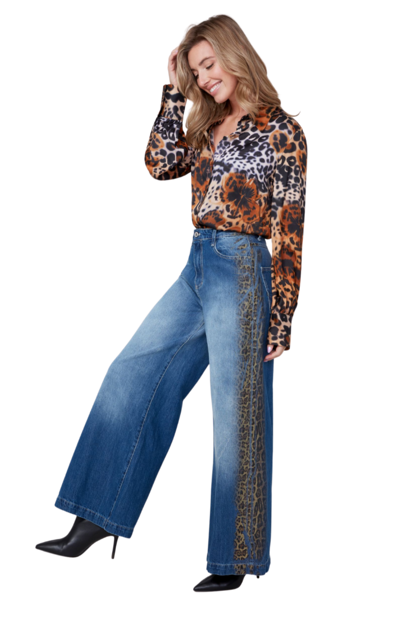 Wide Leg Leopard Jean