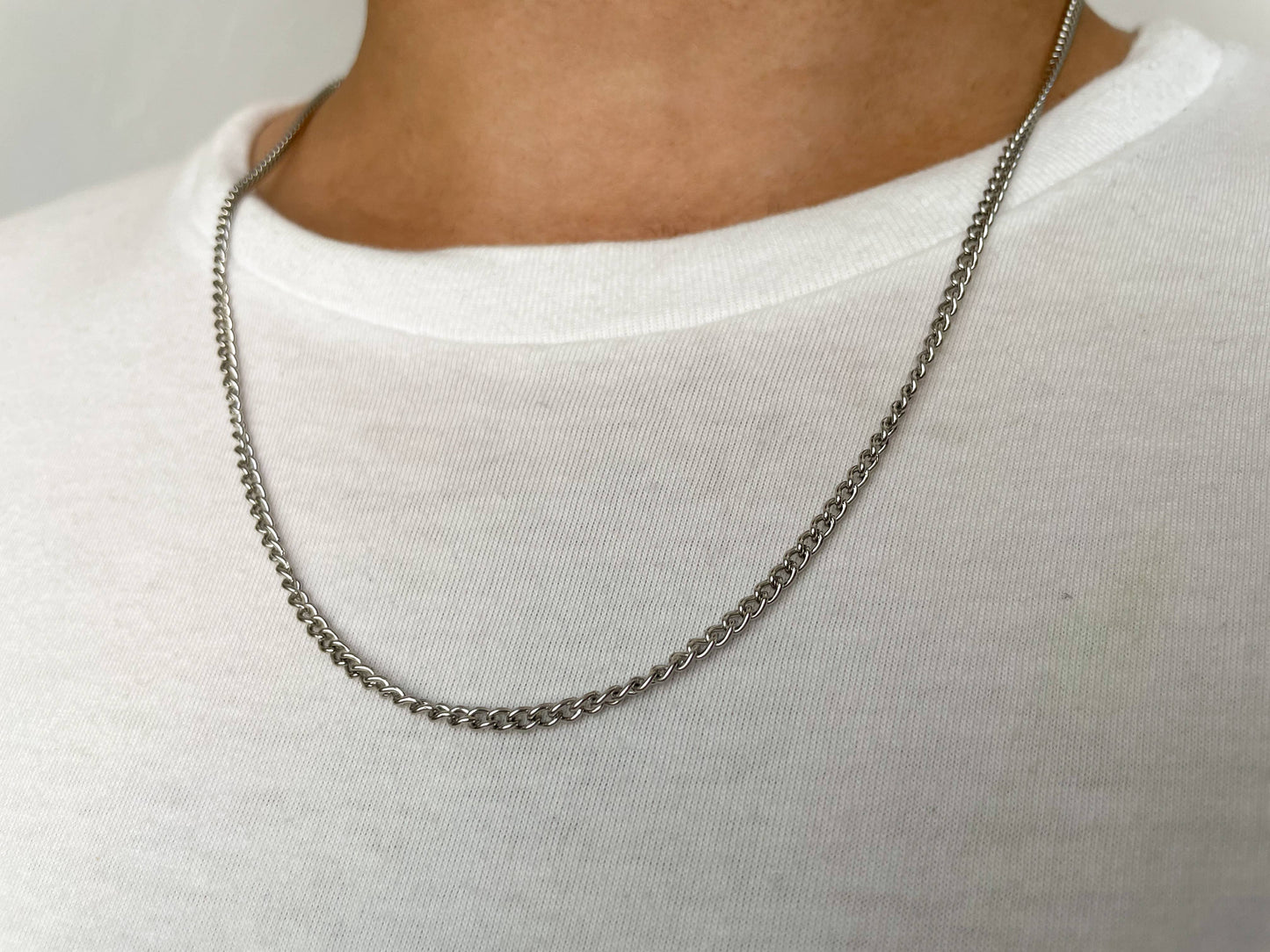Curb Chain Necklace for Men - Men's Thin Cuban Chain