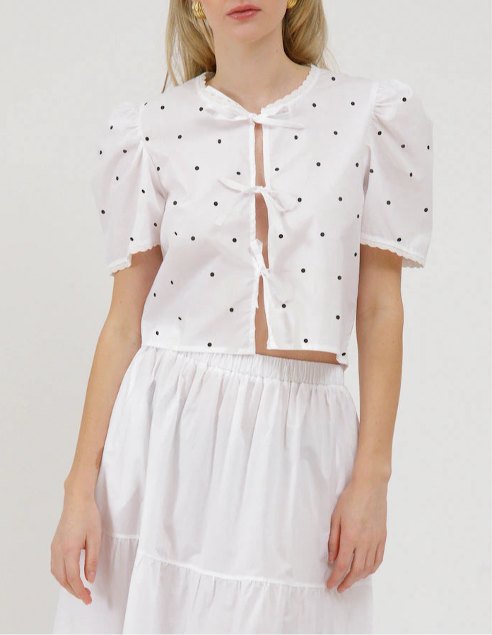 Polka Dot Poplin Top