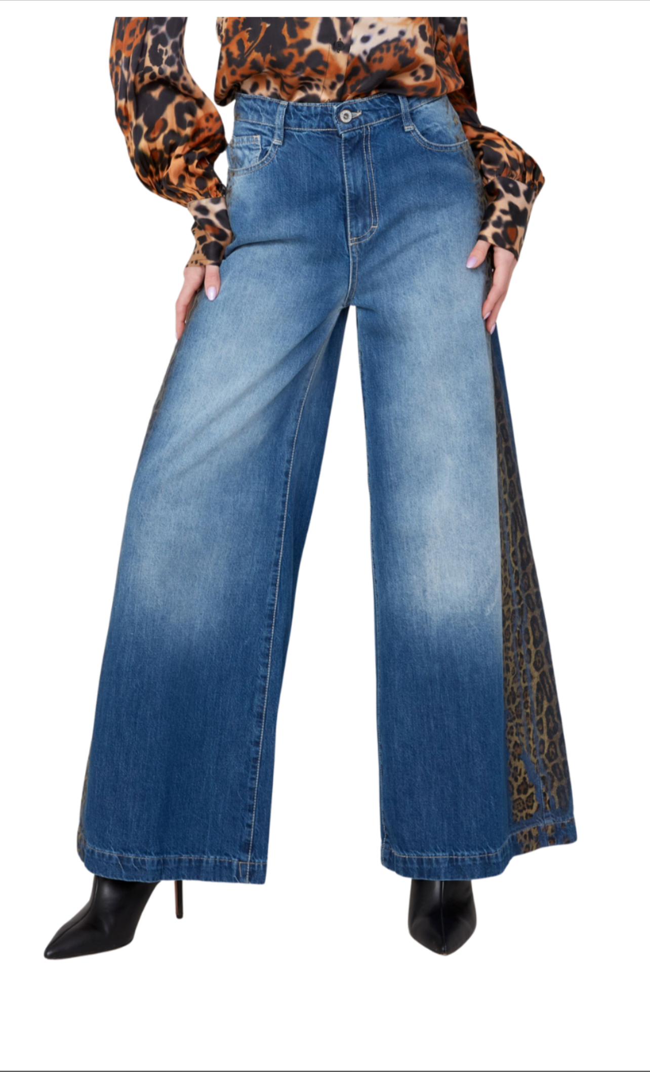Wide Leg Leopard Jean