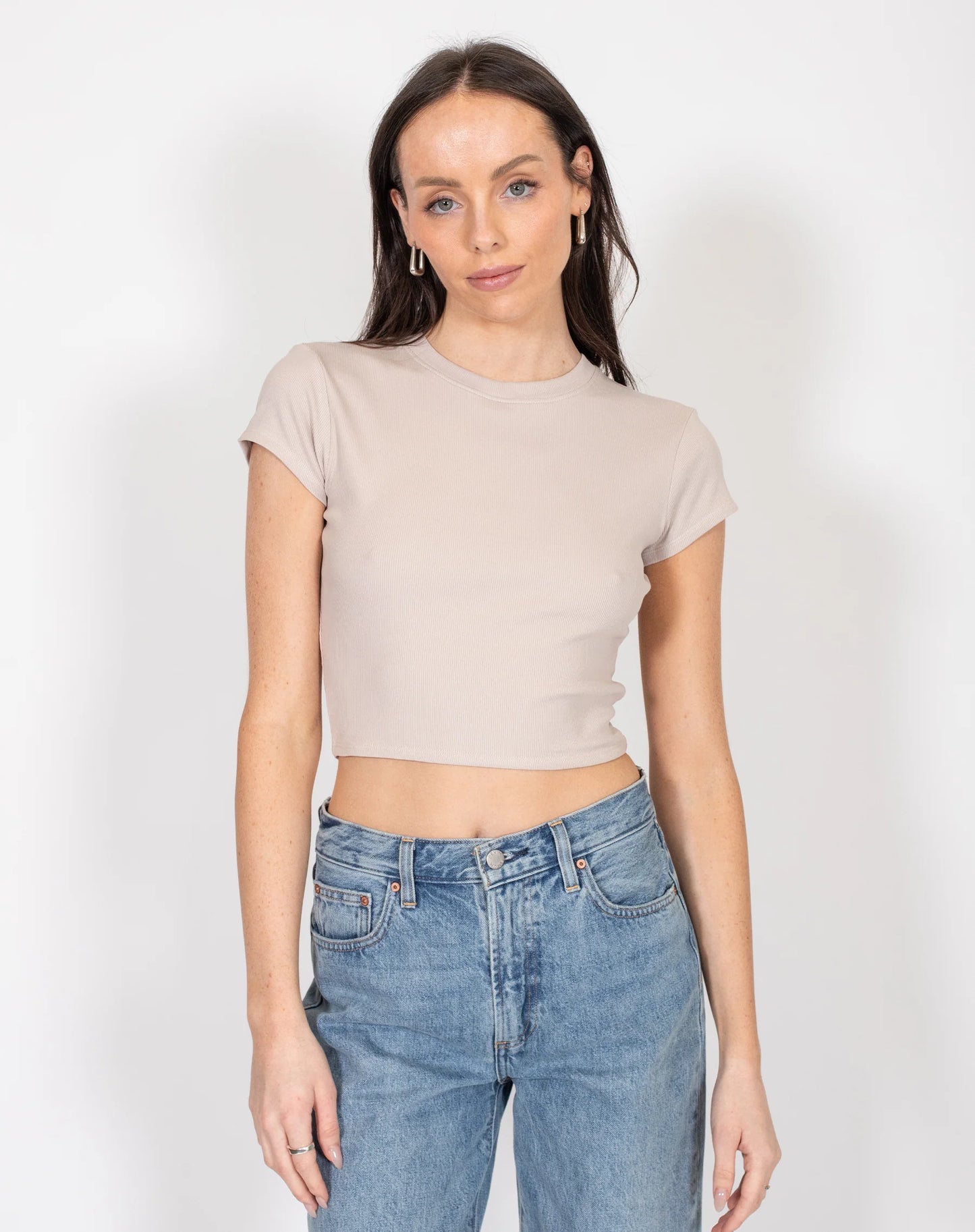 Ribbed Cropped Fitted Shirt