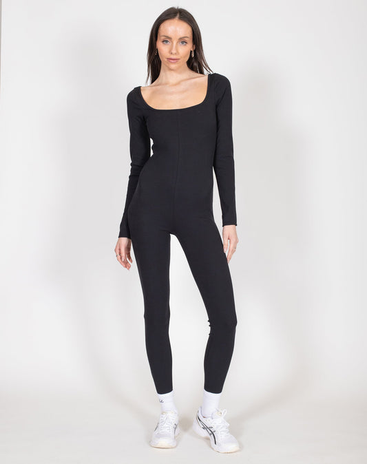Ribbed Long Sleeve Jumpsuit
