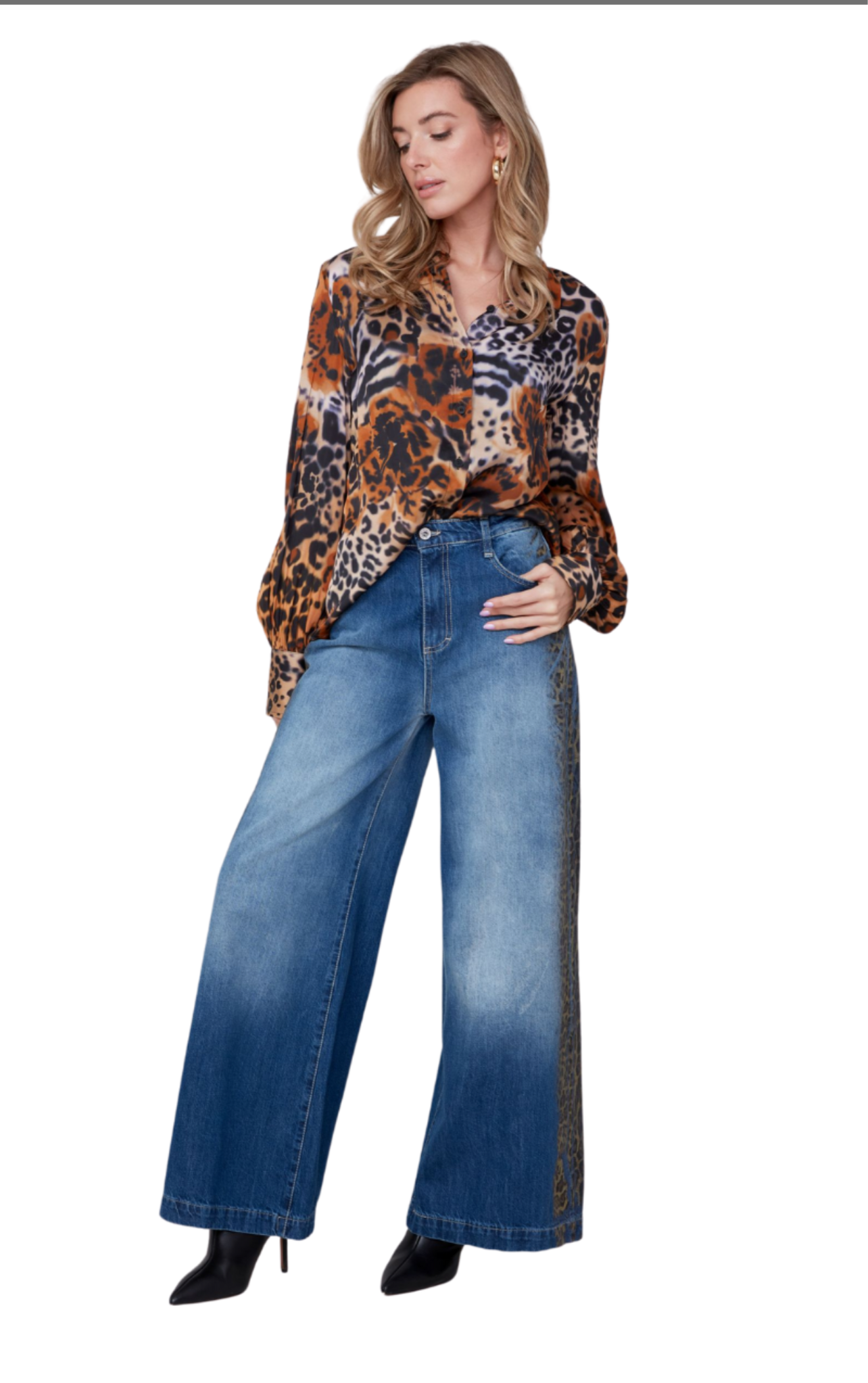 Wide Leg Leopard Jean