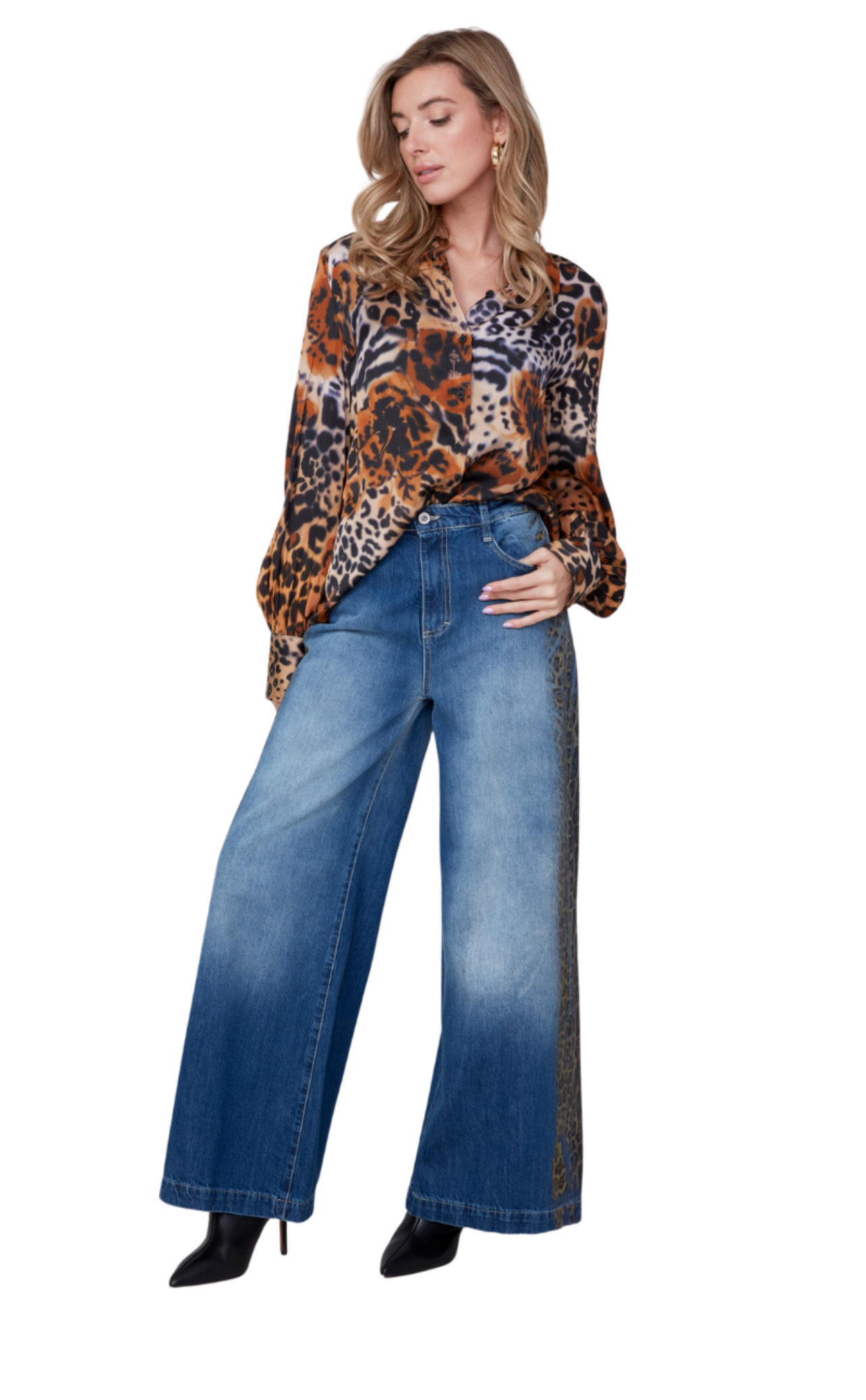 Wide Leg Leopard Jean