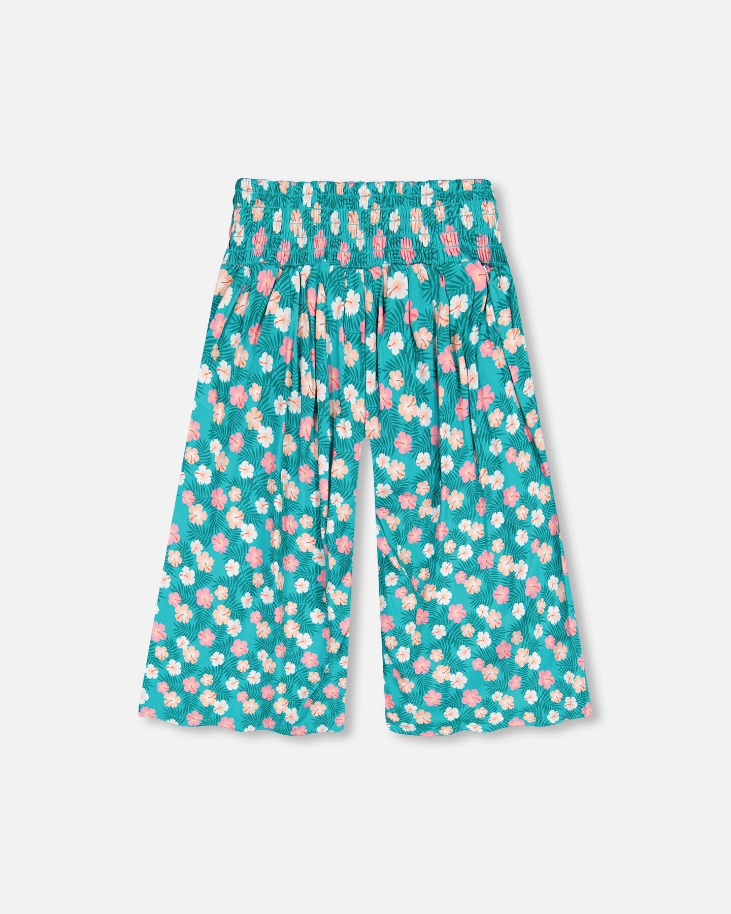 3/4 Wide Leg Pant Ibiscus Viscose Print With Smock Waist (Child)