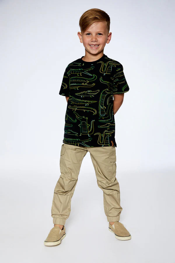 Anthracite Printed alligator Organic Jersey T-Shirt