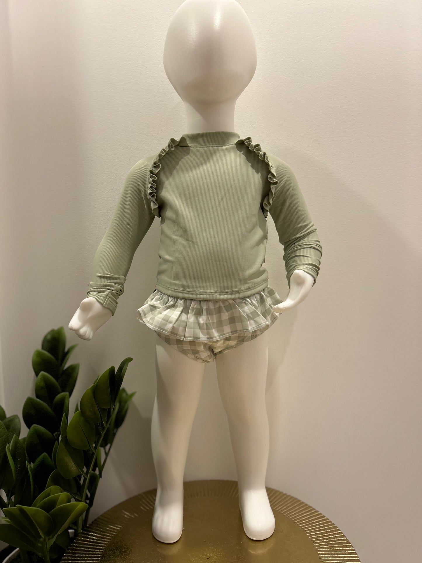 Baby Green Ruffled 2 Piece Swimsuit