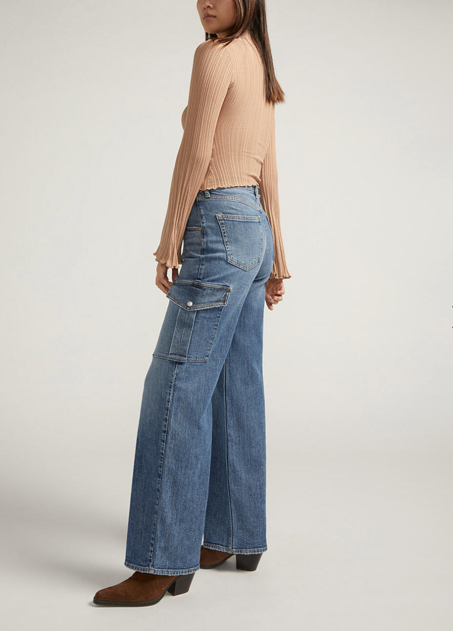 Denim Cargo Wide Leg