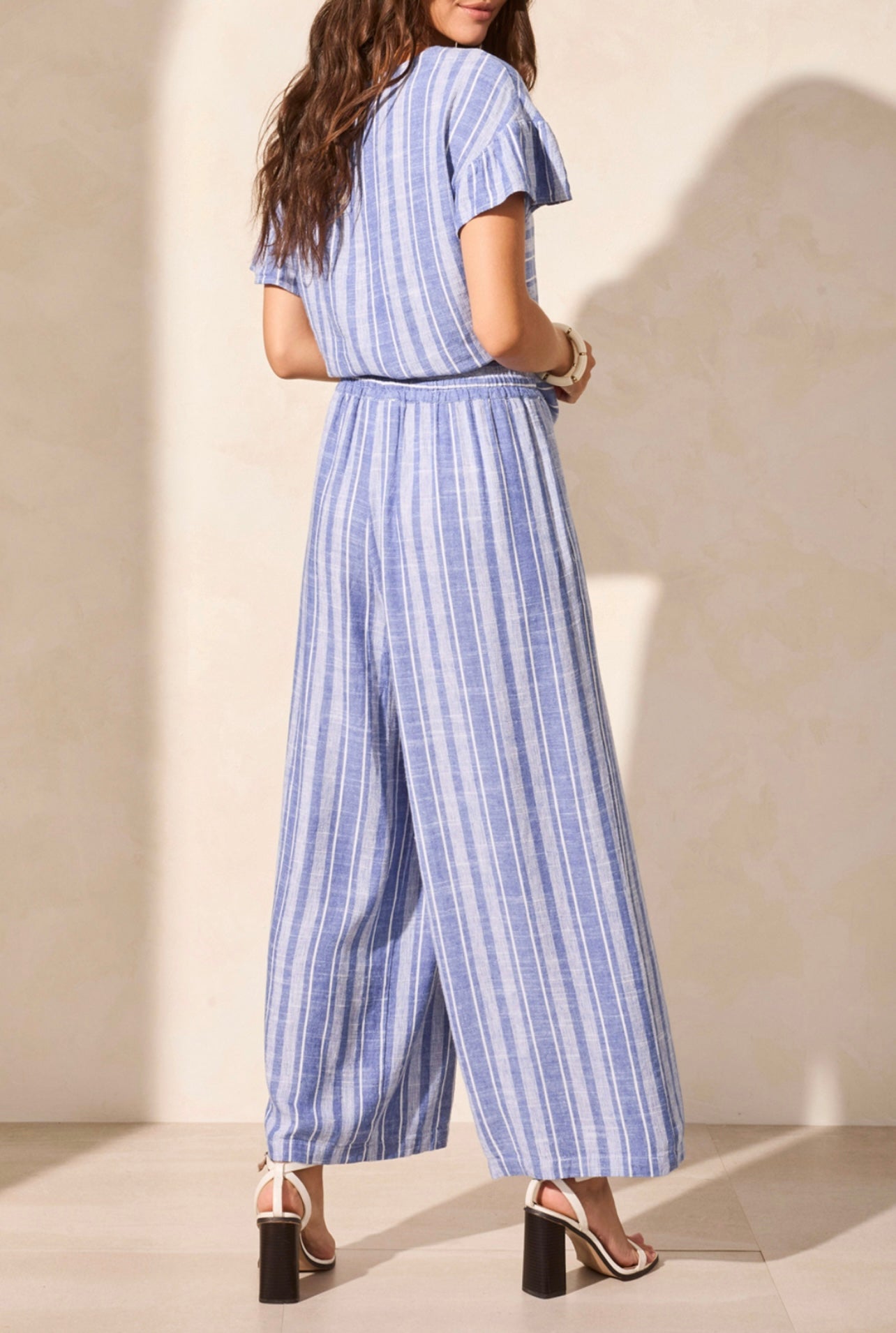 Linen Striped Flowy Pant