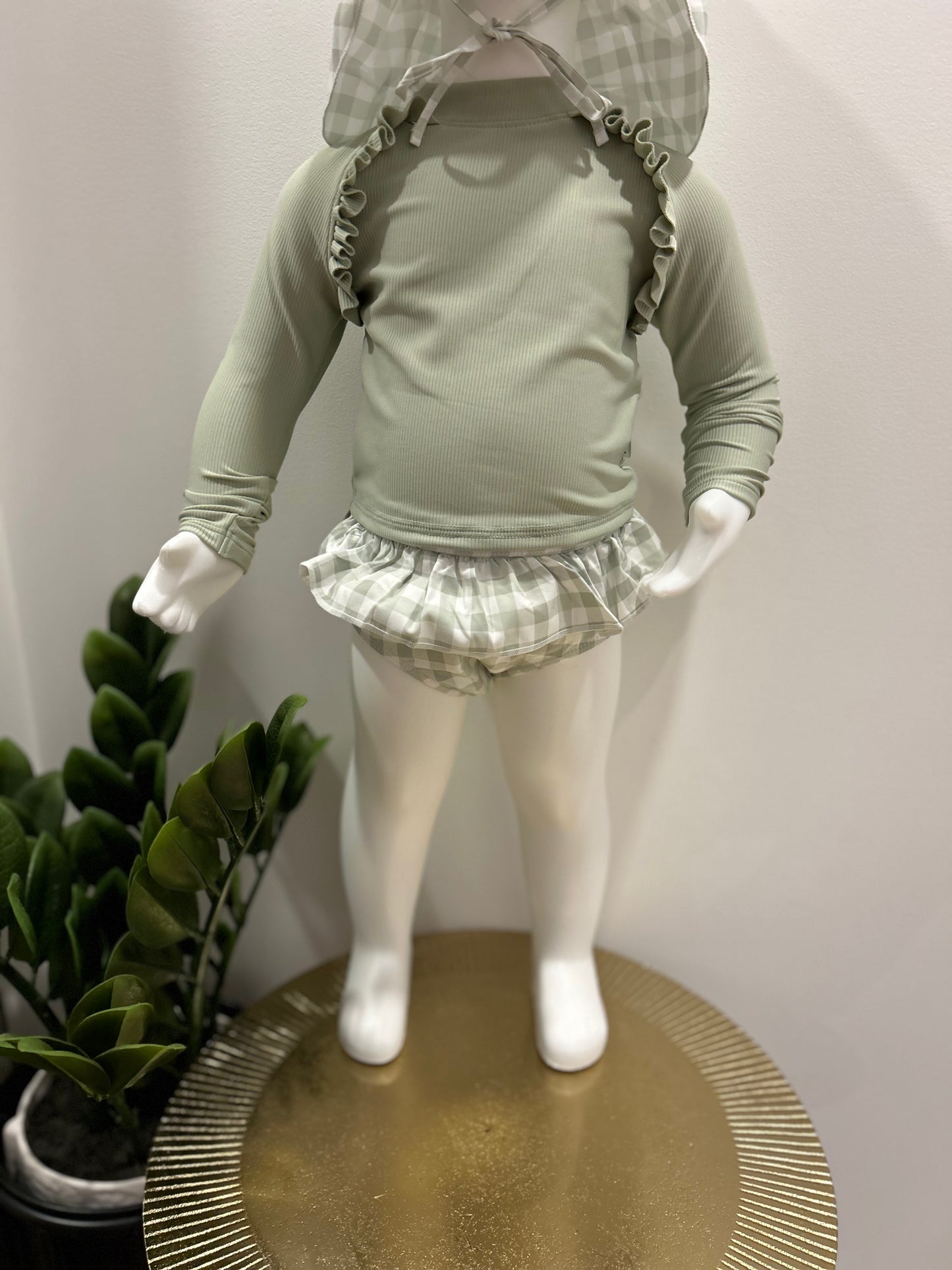 Baby Green Ruffled 2 Piece Swimsuit