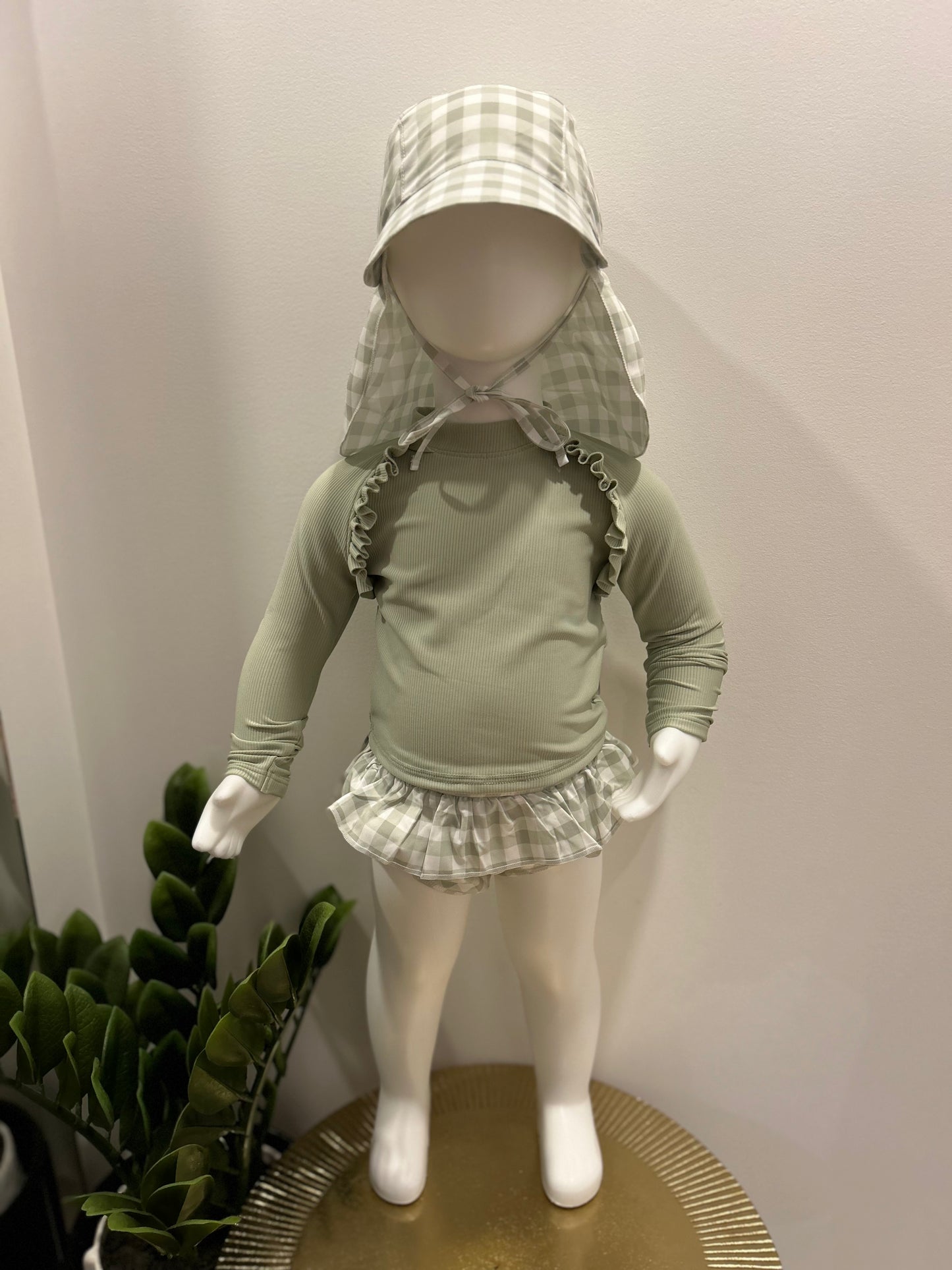 Baby Green Checkered Swim Hat