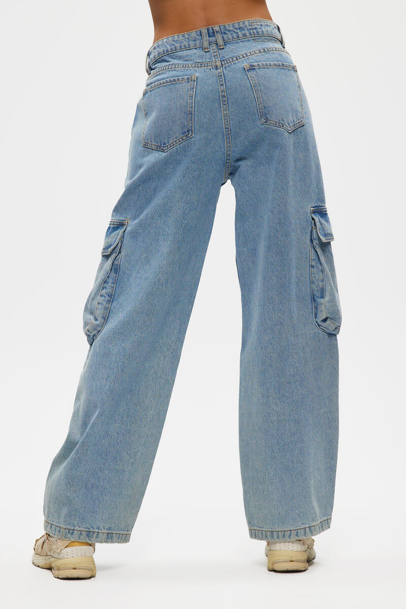 Low Rise Cargo Denim