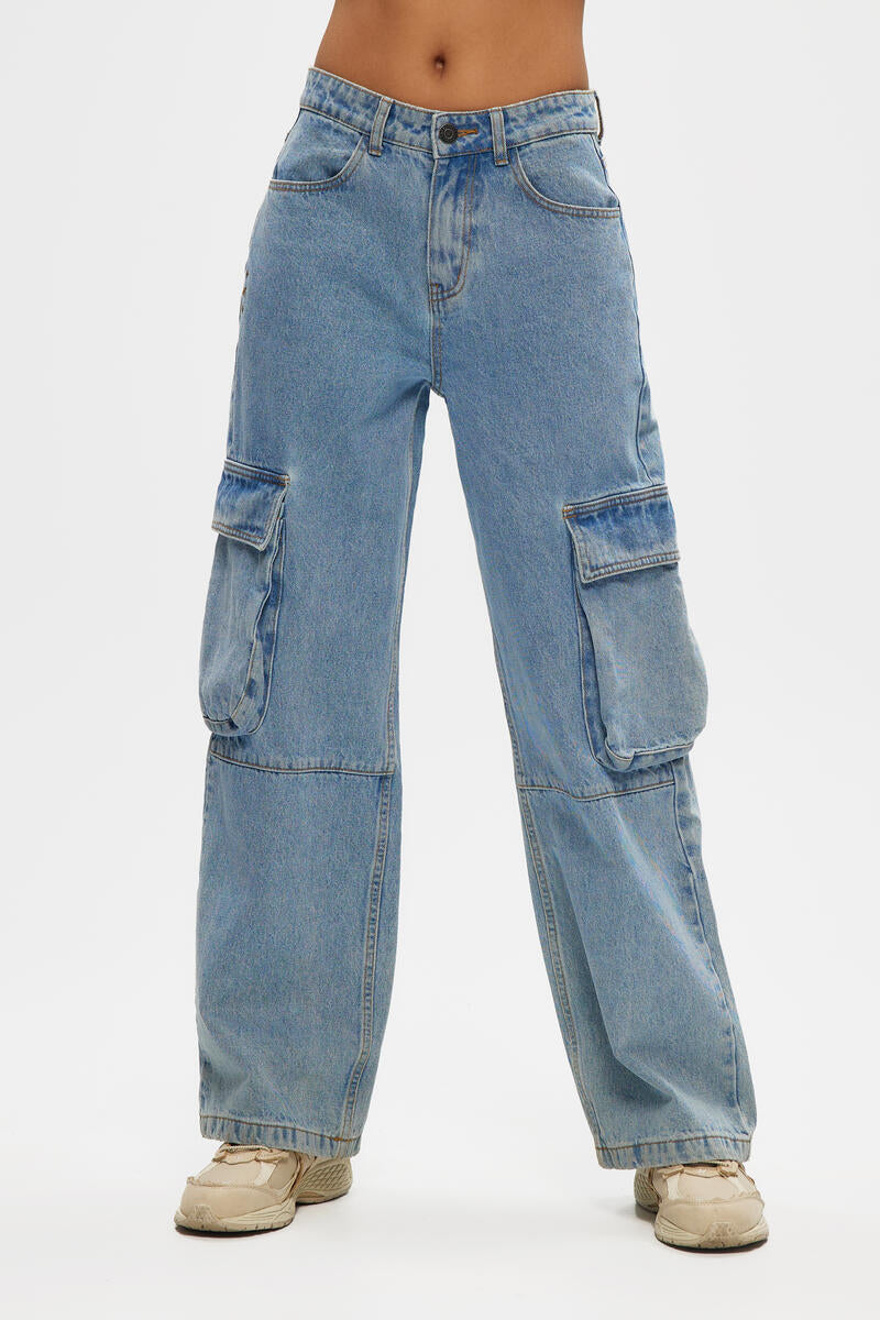 Low Rise Cargo Denim