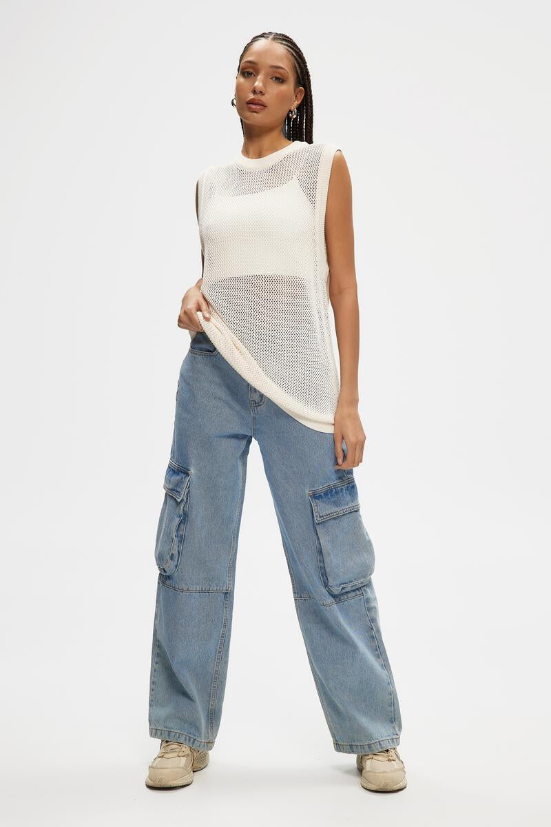 Low Rise Cargo Denim