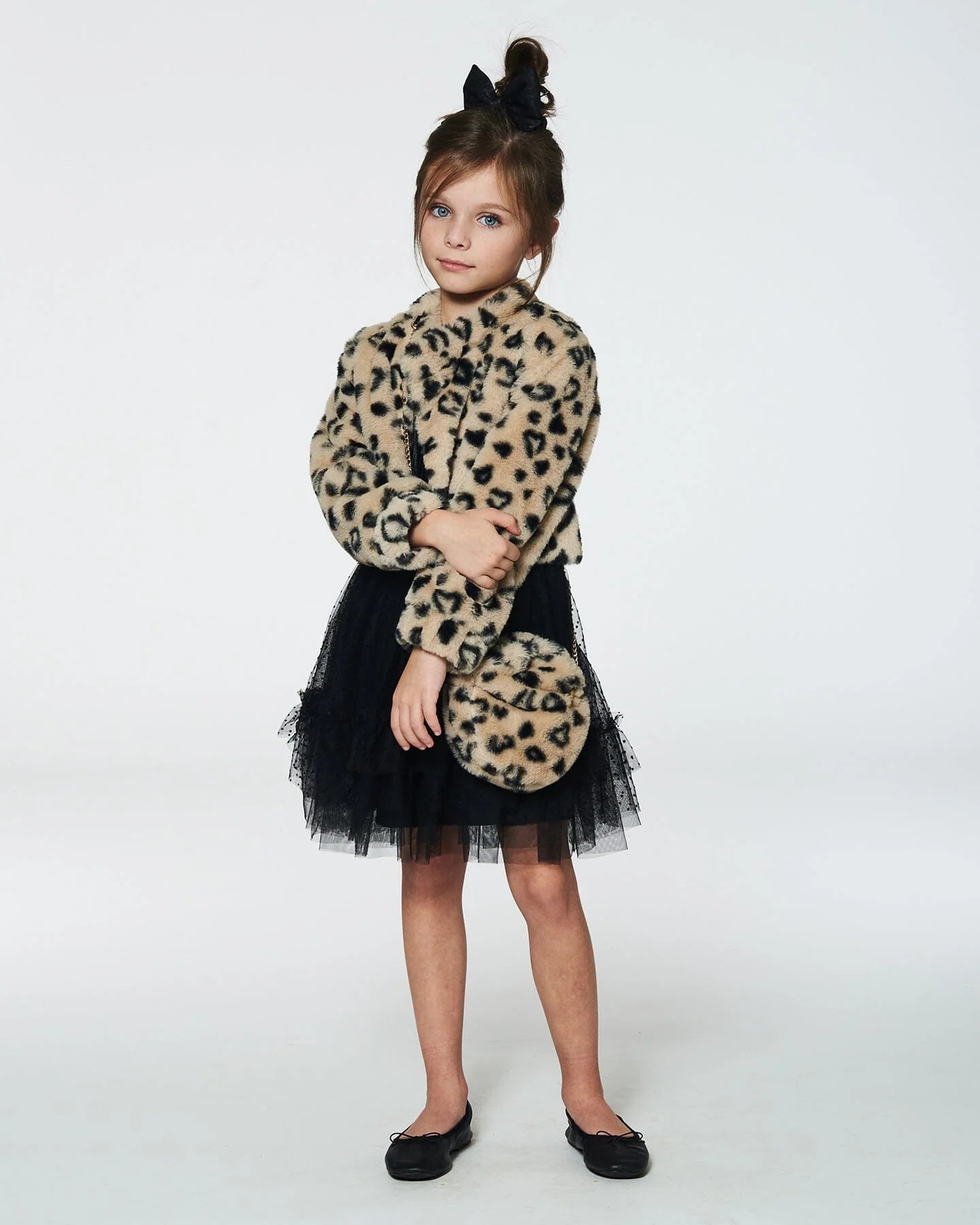 Heart Printed Fur Purse