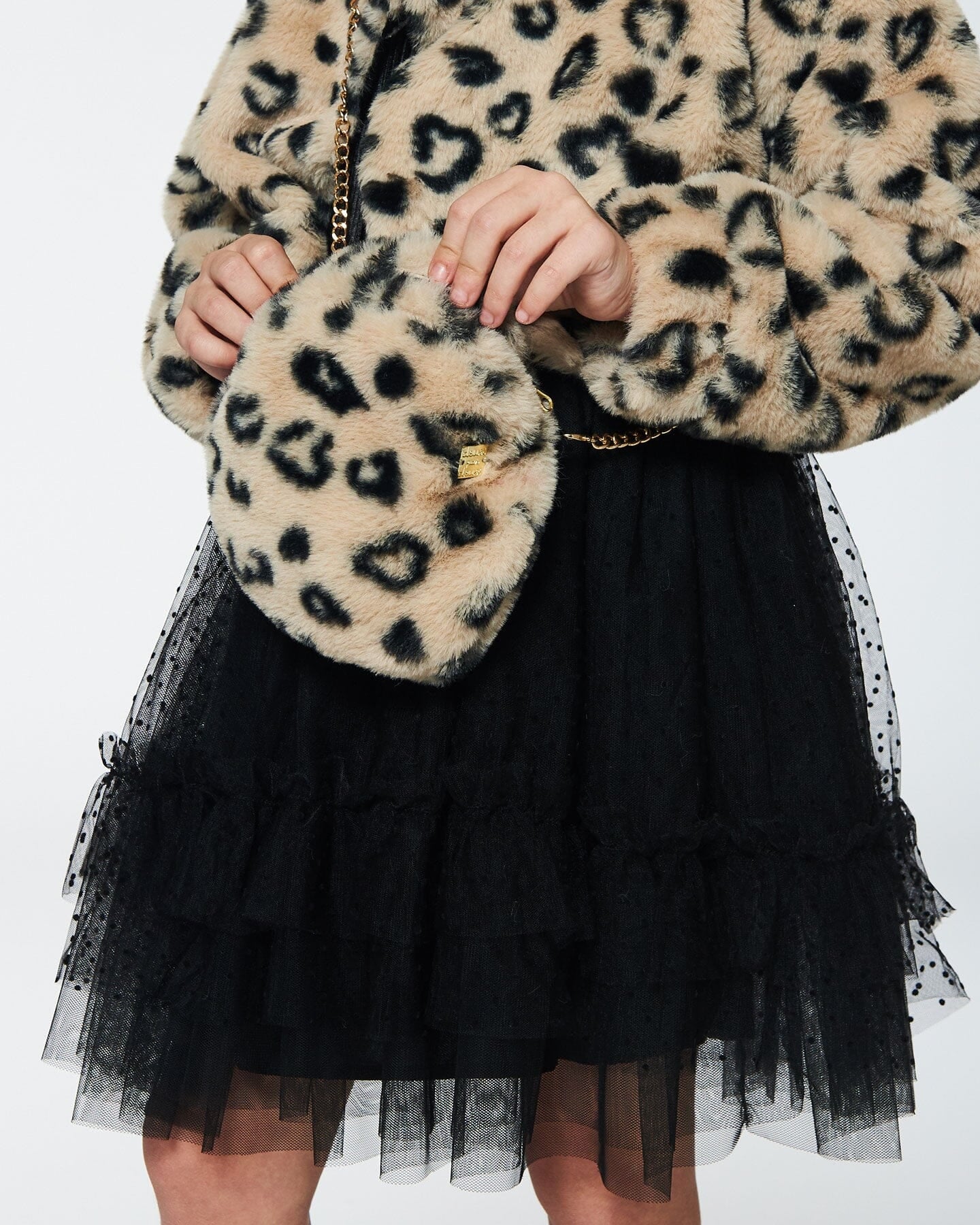 Heart Printed Fur Purse