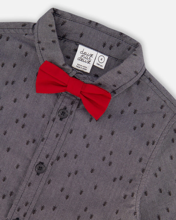 Kids Chambray Shirt With Bow Tie
