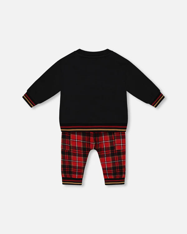 Baby Fleece Sweatshirt & Plaided Pant Set