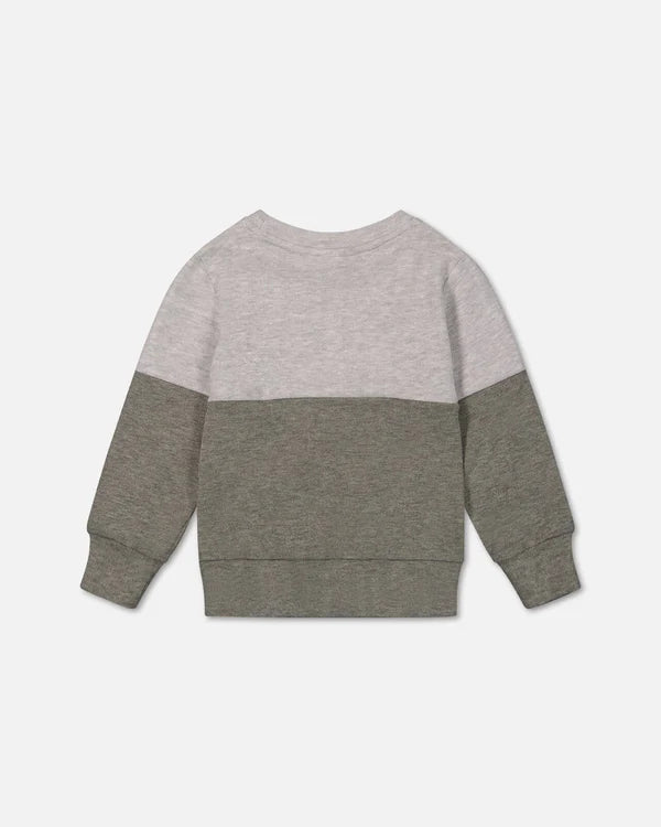 Kids Colour Block Brushed Jersey Top With Quilted Pocket