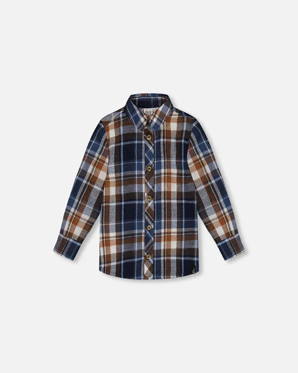 Baby/Kids Long Sleeve Button Down Shirt Plaid Blue And Hazel