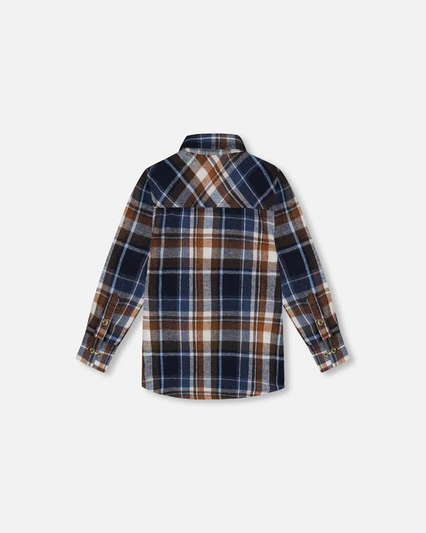 Baby/Kids Long Sleeve Button Down Shirt Plaid Blue And Hazel