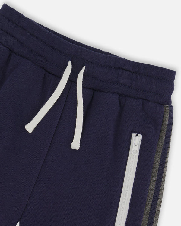 Fleece Sweatpants With Contrast Side Rib