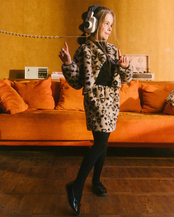 Leopard Printed Faux Fur Skirt