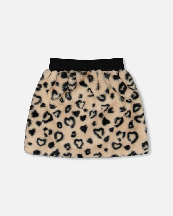 Leopard Printed Faux Fur Skirt