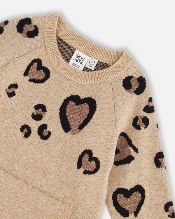Sweater Dress With Heart Jacquard