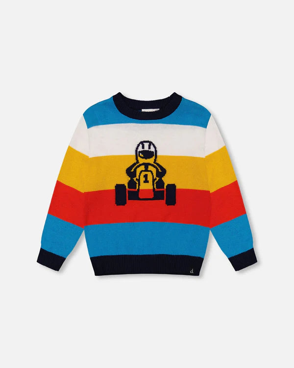 Kids Go-Karting Striped Sweater