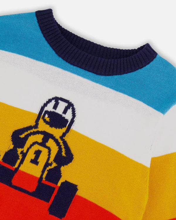 Kids Go-Karting Striped Sweater