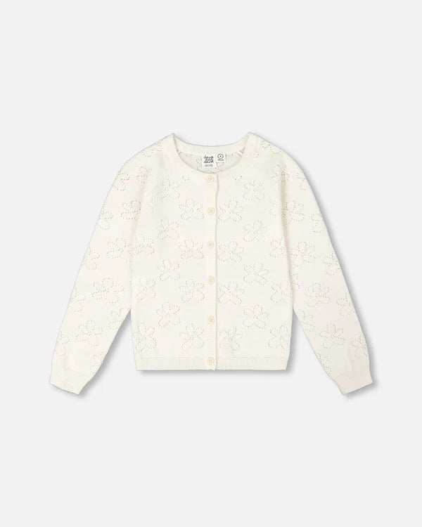 Girls Pointelle Knit Cardigan