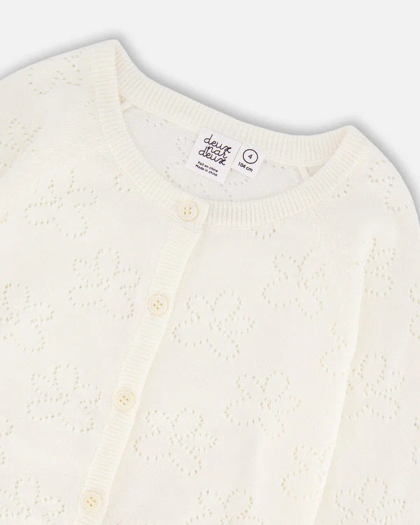 Girls Pointelle Knit Cardigan