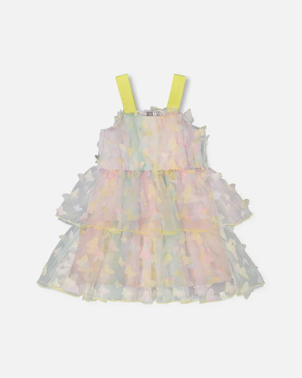 Tiered Butterfly Mesh Dress