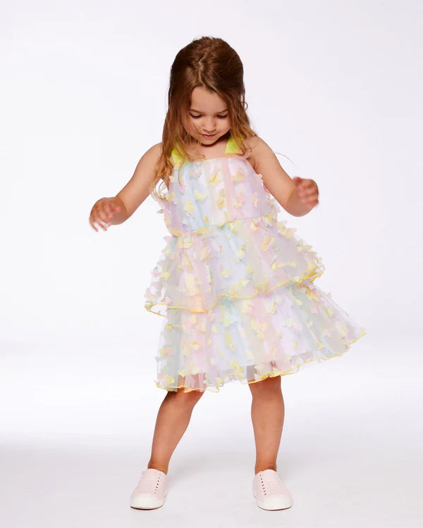Tiered Butterfly Mesh Dress