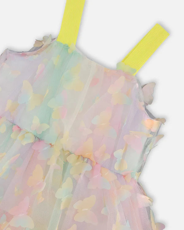 Tiered Butterfly Mesh Dress
