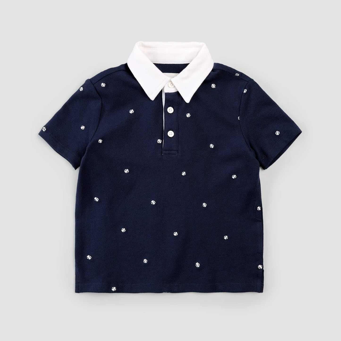 Navy Embroidered Tennis Polo
