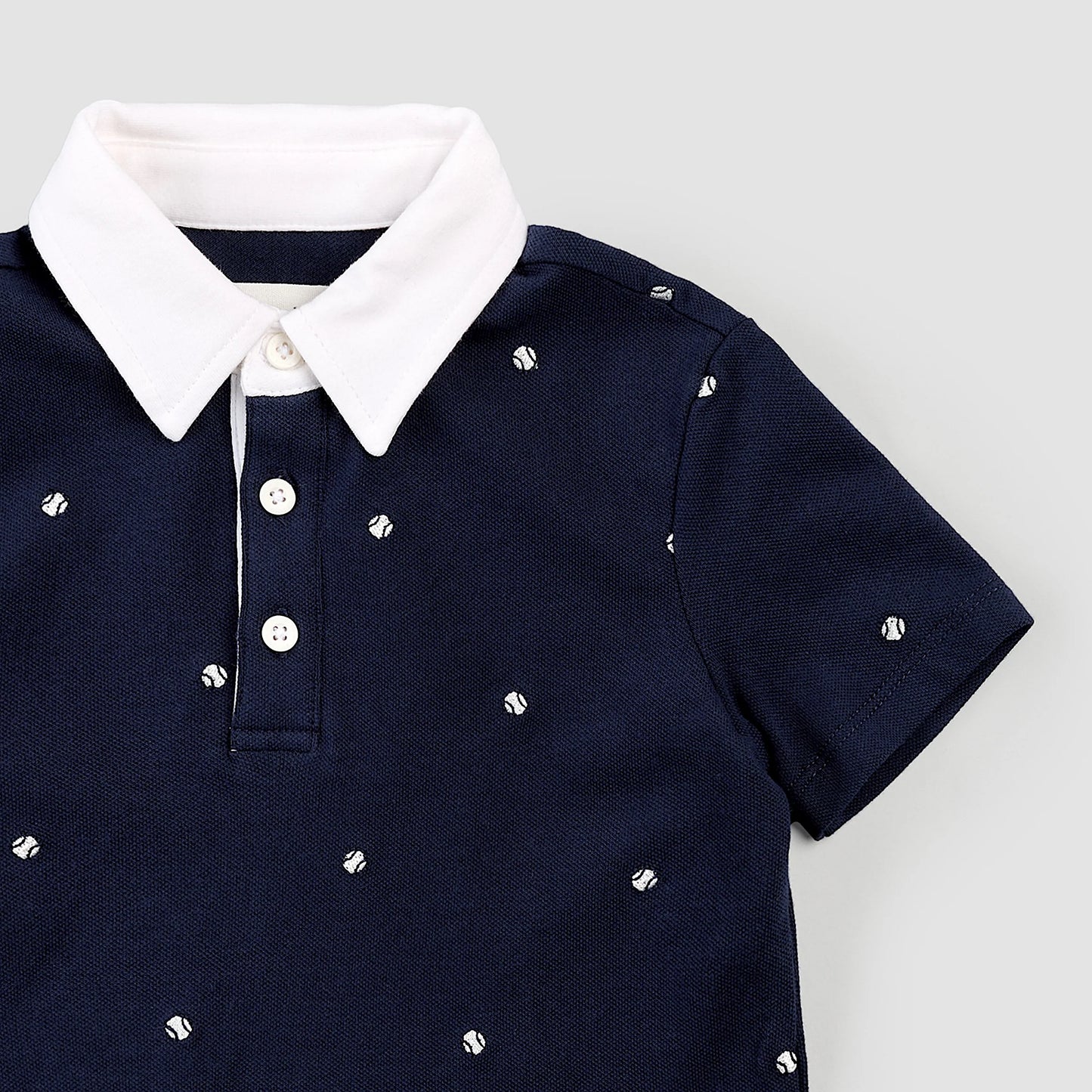 Navy Embroidered Tennis Polo