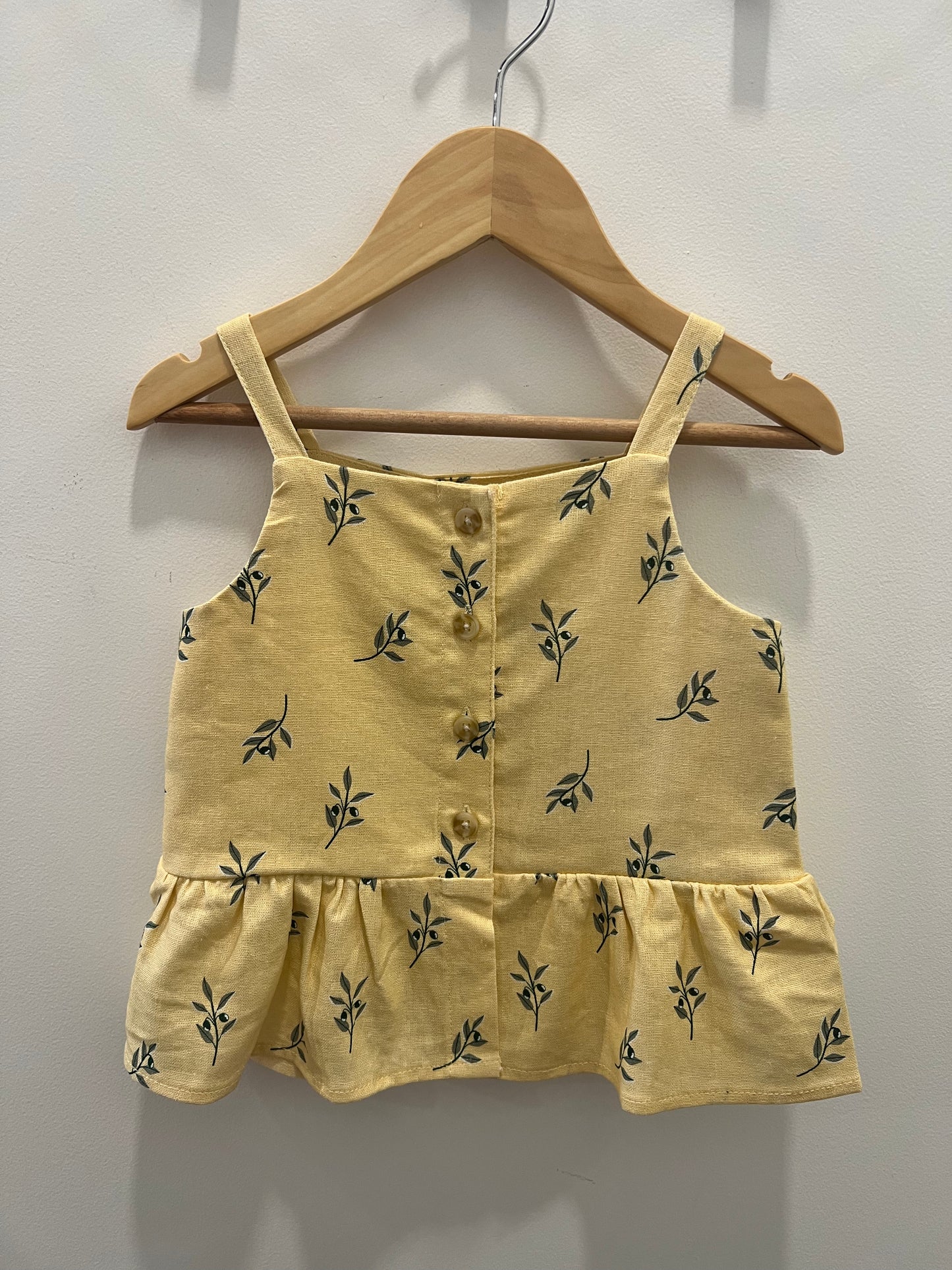 Olive Branch Linen Tank Top
