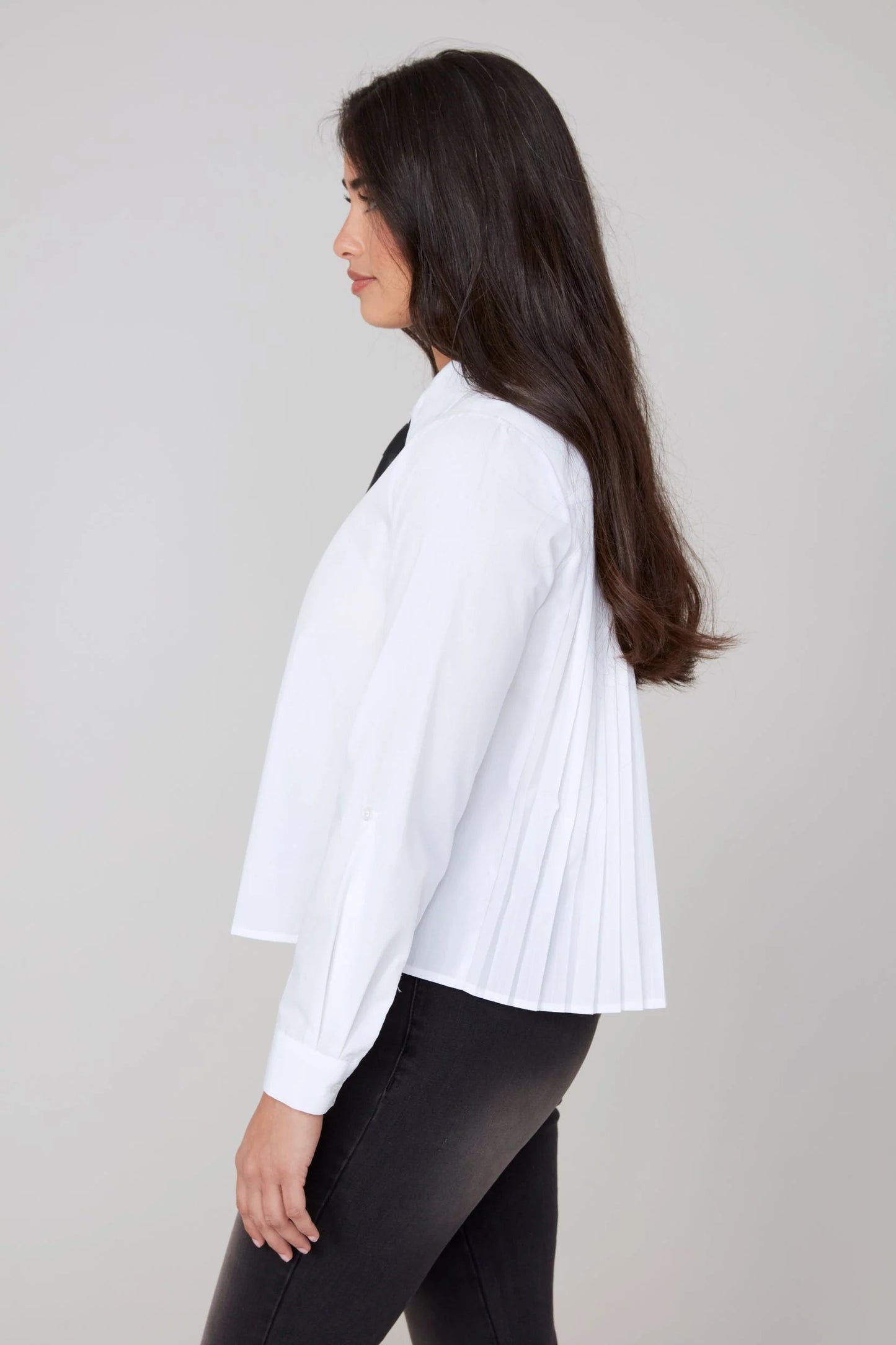 Pleated Blouse with Removable Tie