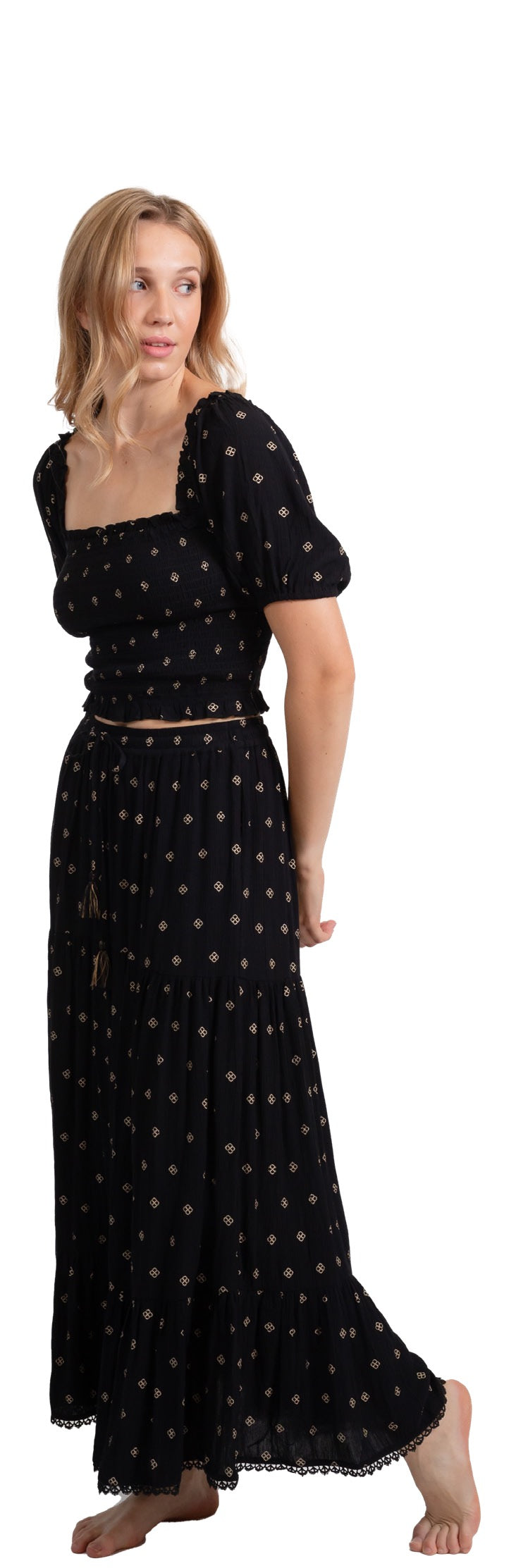 Miami Shine Tiered Long Skirt