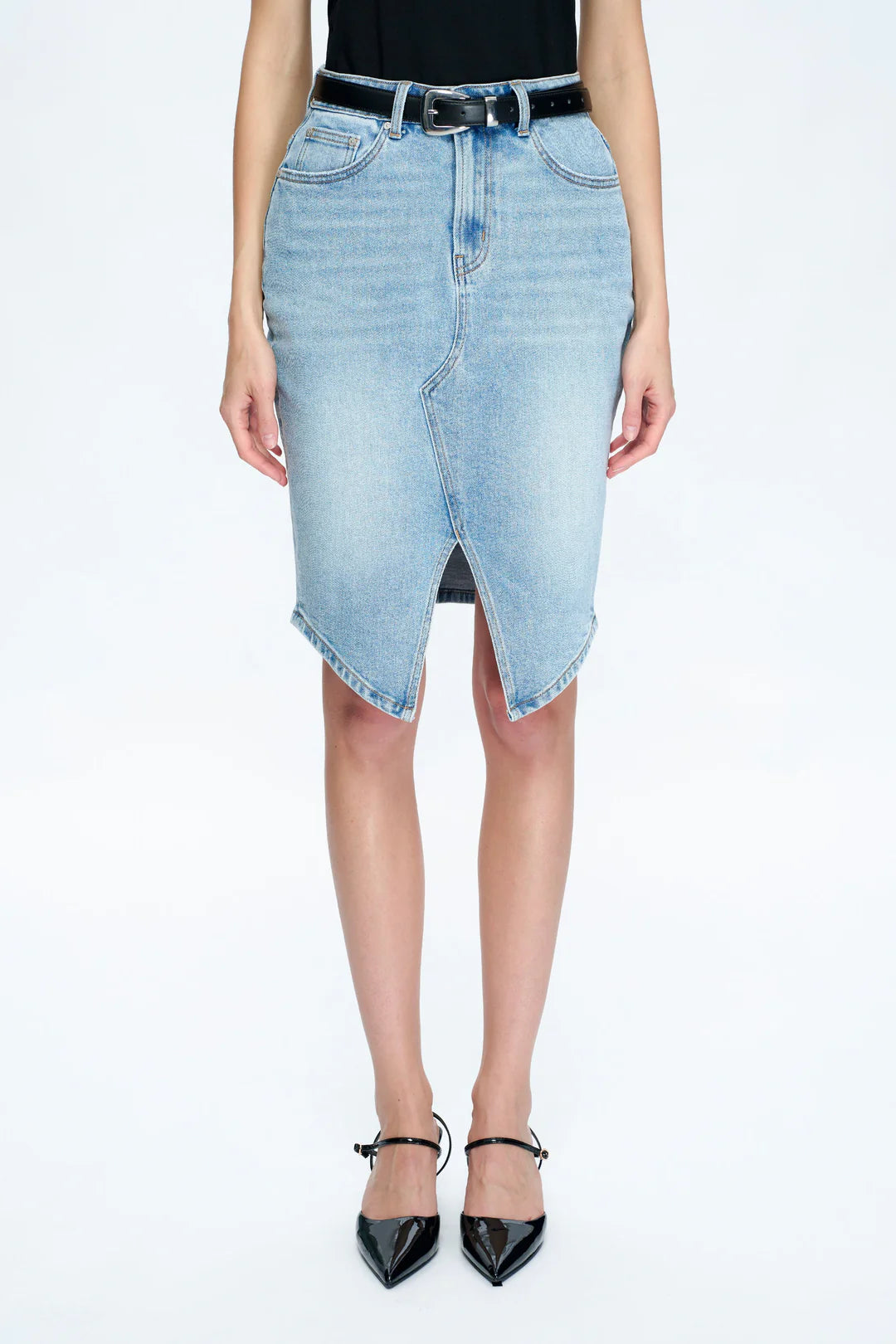 Tara Mid-Rise Slit Midi Skirt