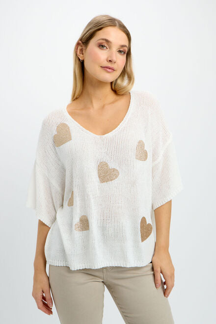 Knit Sweater Top Off White