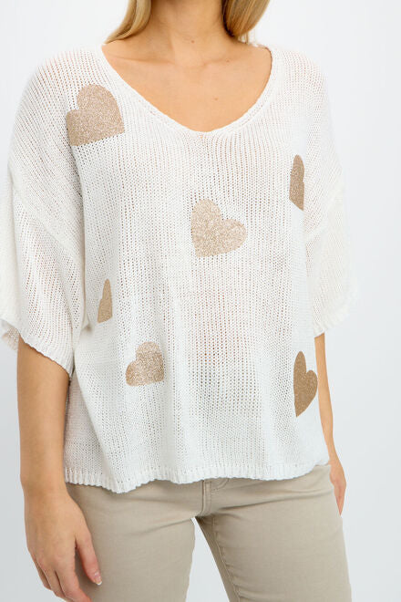 Knit Sweater Top Off White