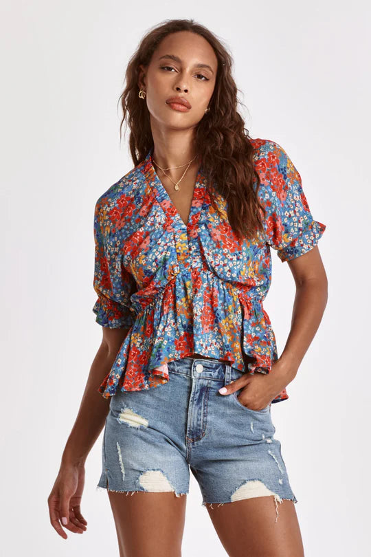Liana Tropical Flower Peplum Top