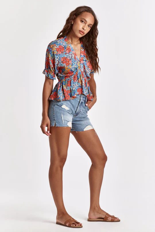 Liana Tropical Flower Peplum Top