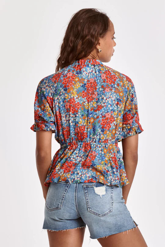 Liana Tropical Flower Peplum Top