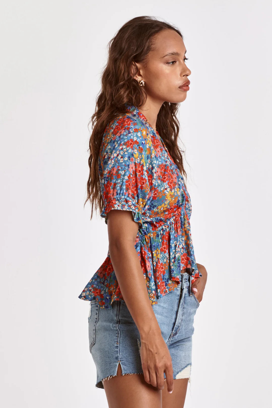 Liana Tropical Flower Peplum Top